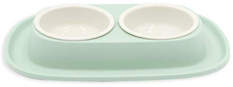 Aimé 901037 Ciotola per Cani e Gatti con Due Piatti Removibili e Base Antiscivolo ed Antiversamento 2 x 230 ml