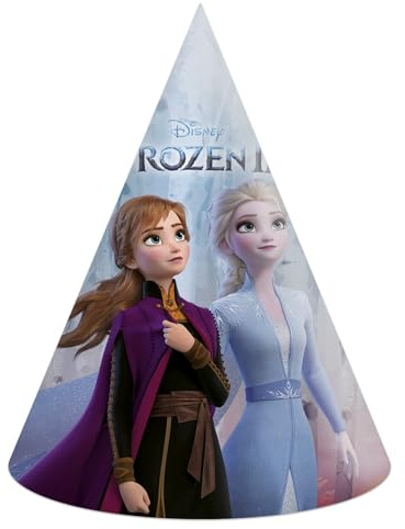 Procos 91134 - Party-Hüte Frozen 2, 6 Stück, Größe 16 x 12 cm, Gast-Geschenk, Karneval, Geburtstag, Mottoparty