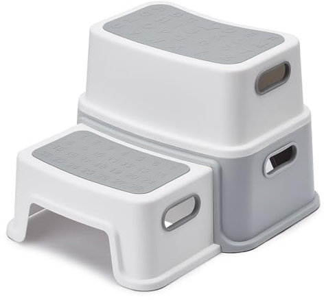 HOUSE DAY Tritthocker Kinder 2 Stufen(hoch 25cm)-Sichere Tritthocker mit Anti Rutsch Füßen für Badezimmer,Toilette Hocker Anti Kipp Tritthocker