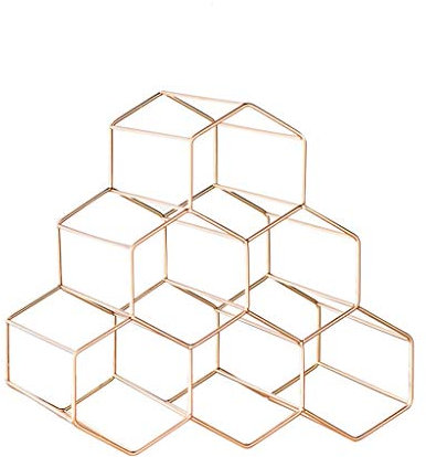 Weinregal Weinregale Arbeitsplatte Metall 6 Flasche geometrische Weinregal Metall Trauben Weinregal Restaurant Wohnzimmer Bar Weinschrank Flaschenregal (Color : Rose Gold)