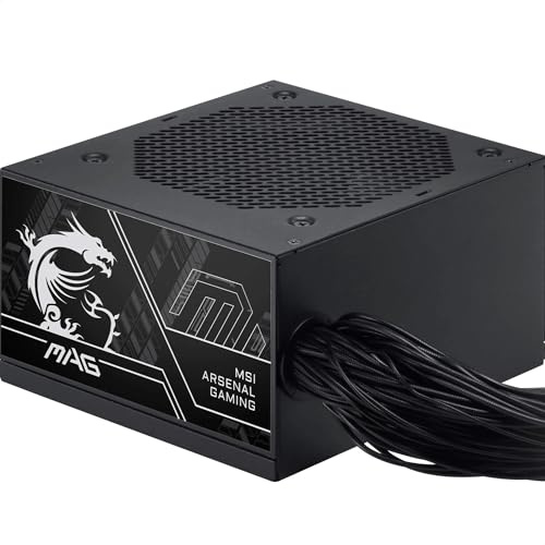 MSI Pro mag A750BN PCIE5 III - Fuente de alimentación para PC, 750 W, ATX, 80 Plus Bronce, ATX 3.1, Compatible con GPU PCIe 5.1, Conector Nativo 12 V-2 x6 Bicolor, Cables repujados
