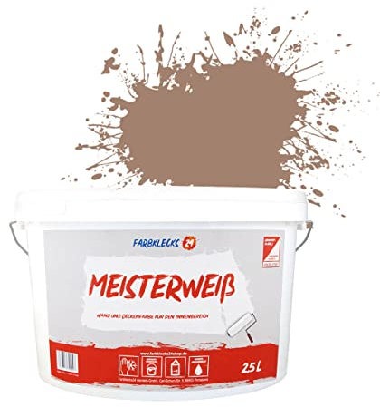 Farbklecks24 Meisterweiß Color, Wandfarbe Braun 8-1 (2,5L),(versch. Farben),hohe Deckkraft