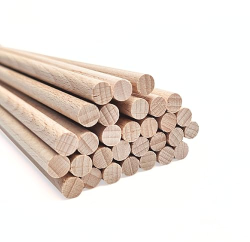 JOWE 30 Stk Rundstab aus Buche 6mm, Länge 100 cm - Glatte Holzstäbe - Made in Austria