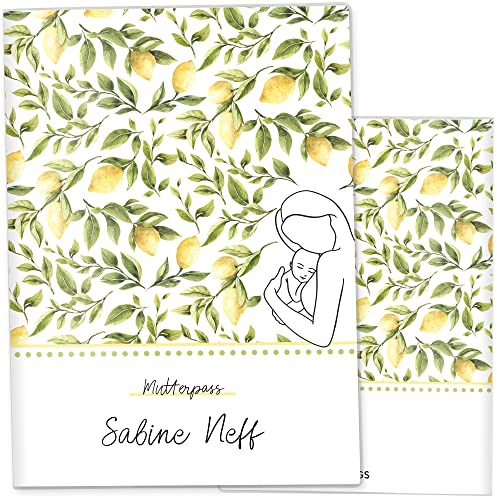 OLGS Mutterpasshülle Lovely Lemon - Stilvolle Kunststoff Schutzhülle für deutschen Mutterpass, personalisierbar