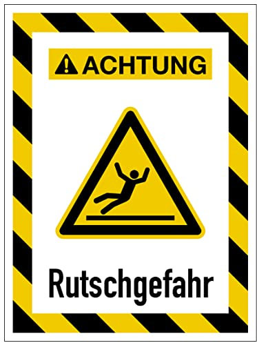 Aufkleber Sicherheits Hinweis Warn- und Gefahrkombi Schild Folie selbstklebend | Variante wählbar 60x80cm Made in Germany, Größe: Achtung Rutschgefahr