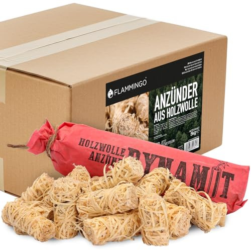 FLAMMINGO 5 kg Kamin-Anzünder und Grill-Anzünder (Ofen-anzünder, Anzündwolle, Anzündhilfe) aus Holzwolle und Wachs - schnell und umweltfreundlich