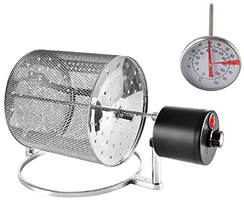 Home Coffee Roaster Machine Coffee Bean Roaster Household Coffee Beans Rotation Baking Machine Stainless Steel Roaster Roller Coffee Roasting Machine (Color : Small Thermometer)