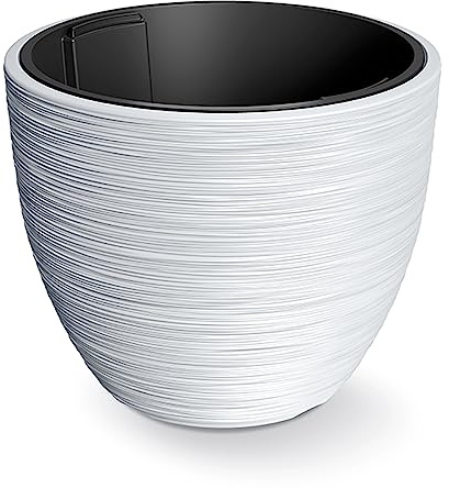 Prosperplast Macetero Color Blanco, con depósito, colección Furu, de 47 x 47 x 38,5 cm, Capacidad de 53 L.
