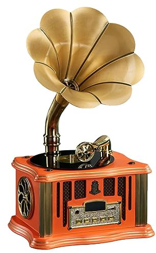 OSMARI Mini Haut-Parleur Bluetooth Gramophone pour la Maison, Plateau tournant rétro décoratif, modèle de Chargement USB,C