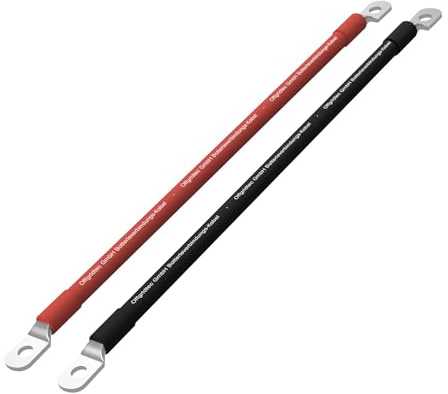 Offgridtec 1m Batteriekabel 50mm² beidseitig M8 Ösen, flammwidrig | Öl-, Kälte- & UV-beständig, für Geräte mit M8-Schraubterminal, Laderegler, Wechselrichter & Batterieladegeräte (rot/schwarz)