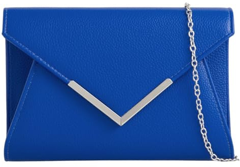 UShopUK Clutch im Umschlag-Stil, Kunstleder, Brautschmuck, Abschlussball, Hochzeit, Abend, Party, Geldbörse, Schultertasche, königsblau, medium