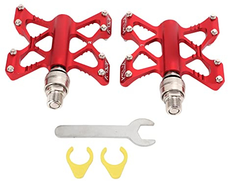 Gavigain 1 Pair Quick Release Pedals, Aluminum Alloy Bike Bearing Pedals, Pedals for Road Mountain Folding Bikes (Red (Boxed))