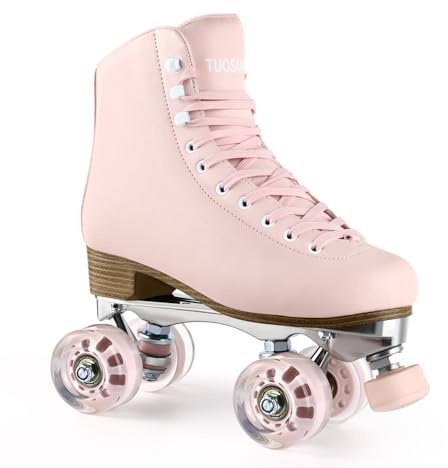Tuosamtin Roller Skates for Women Girls with Height Adjustable Rubber Stoppers Cute Retro Quad Roller Skates for Outdoor and Indoor