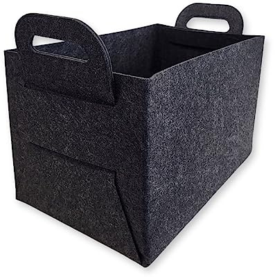 3 x Filzkorb 44x31x29cm – Faltbarer Aufbewahrungskorb aus Filzstoff - Flexibler Allzweckkorb für Kaminholz, Zeitungen, Spielzeug, Flaschen & Bücher - Tragekorb 20 kg Tragkraft