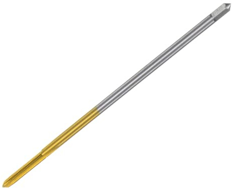 QUARKZMAN Metrisches Gewindebohrer M3 x 0,5 H2 100mm Extra lang Titanbeschichtet M35 Hochgeschwindigkeitsstahl Gerade Nut Schraubengewinde Fräsmaschine Gewindeschneidwerkzeug