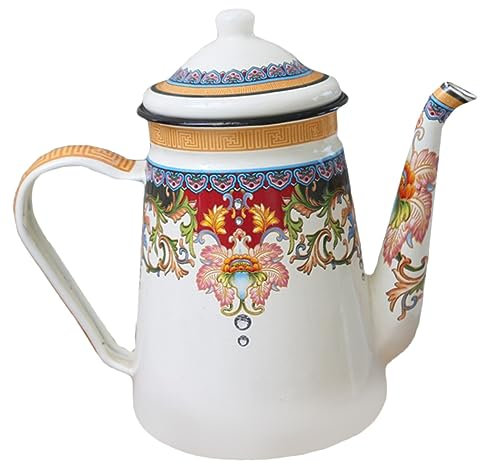 LeGDOr Bollitore da tè Vintage smaltato Teiera al Latte Smaltata Caffettiera da Ufficio in Acciaio Inossidabile