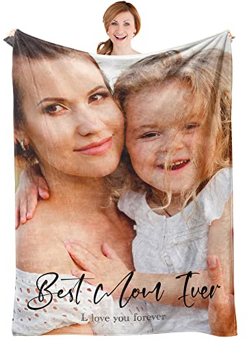 Easycosy asycosy Personalisierte Muttertagsgeschenke für Mama, Personalisiert Decke mit Foto & Text, Fotodecke Kuscheldecke Decke Selbst Gestalten, Geschenke für Mama Oma Papa zum Muttertag Vatertag