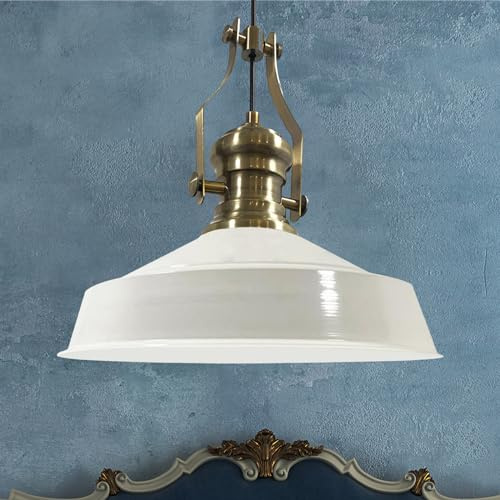 bamyum Neo-Asletl Hängelampe Industrial aus Metall Ø41 cm, Küchenlampe Vintage, Hängelampe Esstisch E27, Pendelleuchte Weiß, Wohnzimmerlampe Hängend Vintage, Pendelleuchte Esstisch und Wohnzimmer