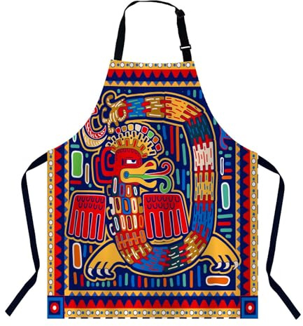 BGBDEIA Delantal de cocina con patrón mexicano para mujeres y hombres, delantal ajustable para cocinar, hornear, jardinería, Patrón mexicano, 27 X 31 Inch
