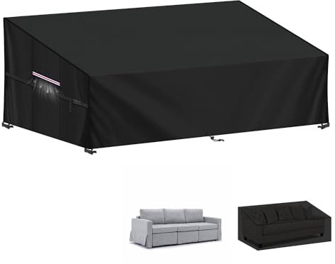 LAMUNI Funda para Banco de Jardín 3-4 Plazas Funda Sofá Exterior Funda Protectora para Banco de Jardin 420D Oxford Funda para Sofá de Exterior Impermeable Funda Banco Mueble Jardín, 208x99x89/61cm
