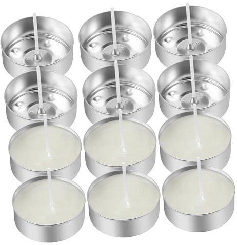 PLAFOPE Candle Containers Silver Suitable for Restaurant for Lasting Use Aluminum Tea Light Tins with Cotton Wicks Suitable for Restaurant and Hotel Candle Making Hotel Candle Making