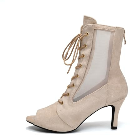HIPPOSEUS Zapatos de Baile Latino Mujer Botines Bachata y Salsa Tacon Alto Botas de Danza
