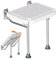 Visone - Taburete de ducha plegable para pared, asiento de ducha de 42 cm de alto con patas antideslizantes, agujero de drenaje, ranura para cabezal de ducha, adecuado para personas mayores y