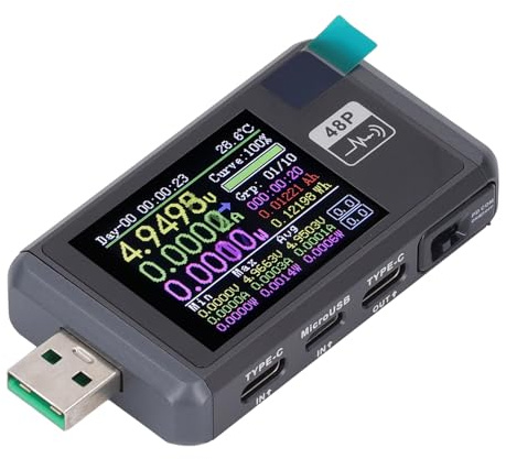 USB-Multimeter, USB-Multi-Tester, LCD-Display, 6-stellig, Spannung, Strom, Batteriekapazität, Kabel, Innenwiderstandstester mit Datenaufzeichnung, FNB48P