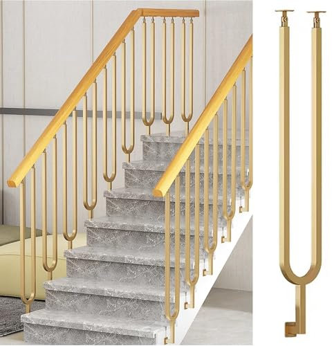 Main courante d'escalier réglable avec kit de vis - Balustres à montage latéral - Pour terrasse, escalier, plate-forme, porche, intérieur grenier, villa, hôtel, remodelage d'escalier - Gain de place -
