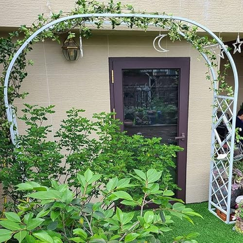 Rustproof Galvanized Metal Garden Arch Trellis Arbor for Outdoor Wedding Theme Decoration Wrought Iron Archway with Bases 340 cm Wide White