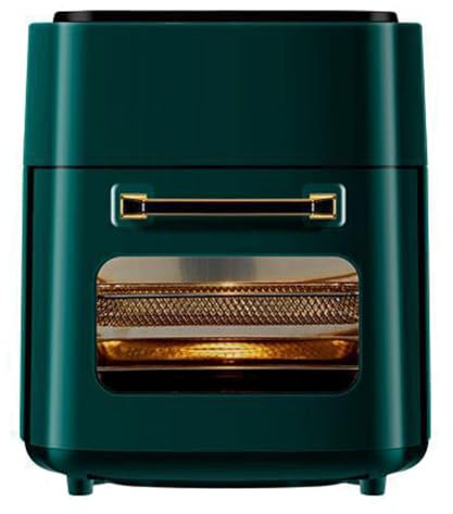 15L Air Fryer Ugn, multifunktions varmluftsugn med synligt fönster, bänkskiva varmluftsugn elektrisk och grill med digital pekskärm, 360° varmluftscirkulationsteknik green