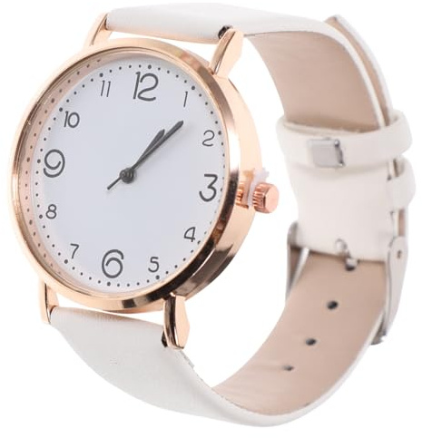 WATIIFUFU Montre-Bracelet pour Femme Classique Bracelet en PU Blanc, Légère et Hypoallergénique, pour Diverses Occasions Décontractées