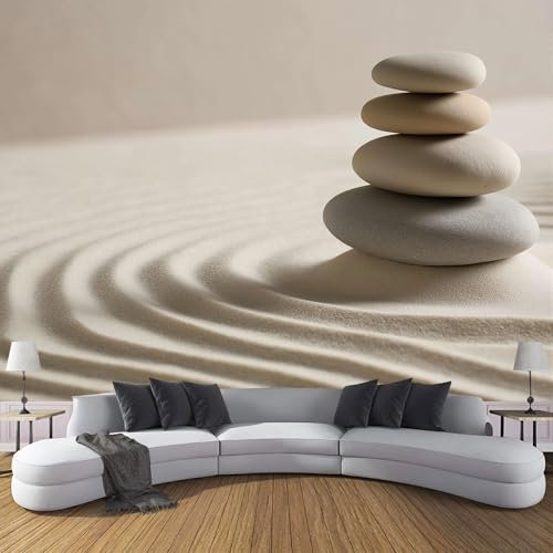 Fototapete 3D Effekt Sand Stein Tapeten Seidenstoff Wandtapete Moderne Design Wand Wandbild Schlafzimmer Wohnzimmer Flur Wanddeko 400X280Cm