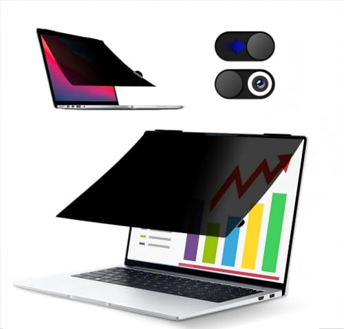JiSiTeCai Filtre de confidentialité à rabat à 180° pour MacBook Air 13,6 (2022-2024, M2, M3) Modèle : A2681 A3113, filtre de sécurité privé antireflet mat anti-lumière bleue pour ordinateur portable