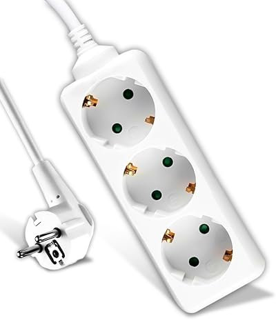 V-TAC Regleta Múltiple 3 Enchufes y Cable de 1,5 Metros - Enchufe Múltiple 3 Tomas de Corriente 16A Shuko para el Hogar, Oficina, Tienda, Garaje - 250V Compacta y Práctica