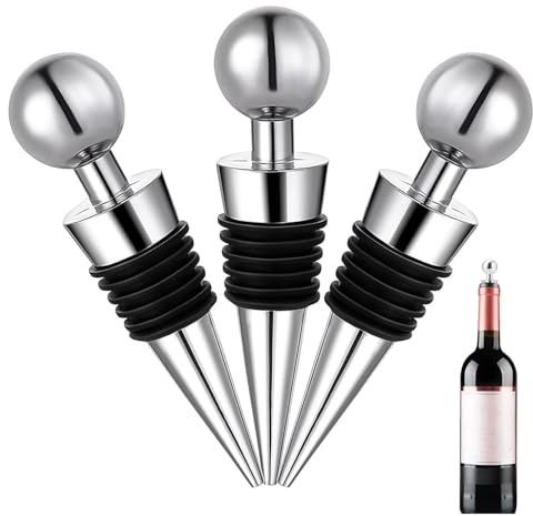3 Pcs Wine Bottle Stoppers, Reusable Bottle Saver Sealer Wine Corks, Champagne Bottle Stopper for Red/White Wine, Champagne & Liquor - Leak-Proof Bottle Savers
