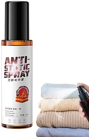Anti-Static Spray - Clothing Spray, Fabric Static Remover, Clothing Glue Remover, 100 ml Instant Mist for Clothes, Anti-Static Current Remover, Static Protection for Clothes, Travel Size