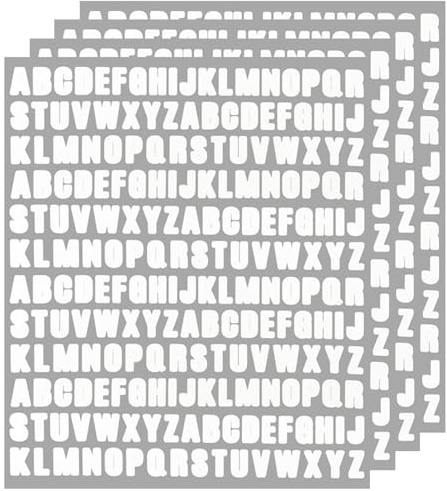 832 Pcs 0.5 Inch Small Letter Stickers,Self Adhesive Alphabet for Scrapbook Notebook Files CDs Inventory Classification(4 Sheets,White)