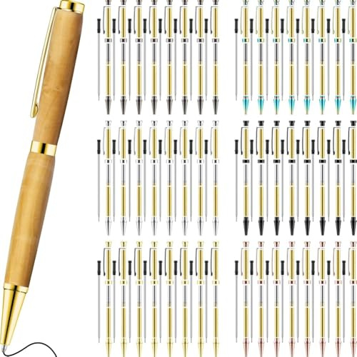 Fangxuee Kit Penna Twist WoodenTwist 7mm, Kit Penna Sottile Twist, Set Penna con Ricambio Tornio In Rame Fai-Da-Te per la Realizzazione di Penne In Legno, Forniture per Ufficio C.