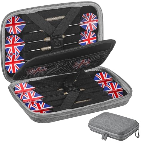 Hejo Estuche para Dardos, Bolsa para Dardos para 12 Dardos y Otros Accesorios, Funda de Dardos con Múltiples Bolsillos de Malla para Puntas de Dardos, Vuelos, Ejes y Más Accesorios de Dardos