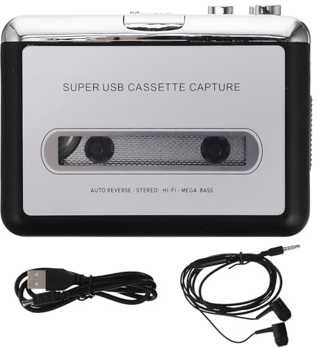 FIXOSHEE Convertidor de Cinta de Casete a Mp3 USB Portátil Reproductor de Casetes de Alta Fidelidad sin Batería Compatible PC y Alimentación por USB Adecuado para Digitalizar Música