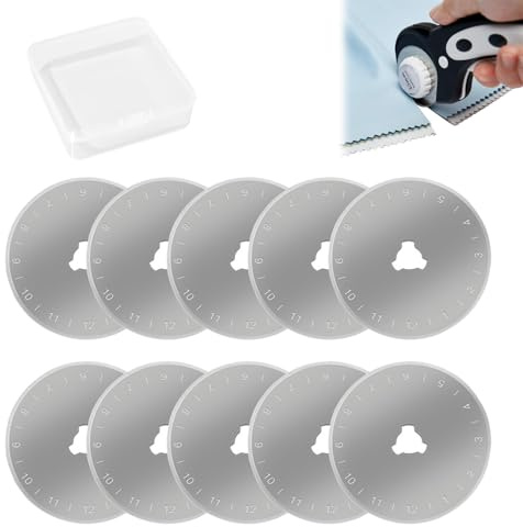 10Pcs 45mm Rotary Cutter Blades for Olfa, Fiskars, Turecut Replacement | Sharp and Durable,High Carbon Steel Premium Cutting Discs for Sewing, Quilting, Crafts, Card, Fabric, Fleece, Vinyl, Leather