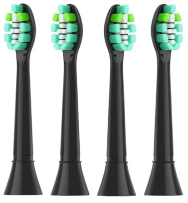 Têtes de brosse à dents rechange, 4 16 pièces, compatibles avec les poignées clipser for électrique Phillips Sonicare, remplacement des poils souples(4ocs Black)