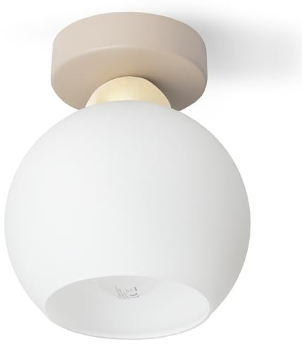 Light Home LH Deckenlampe Eliza Kaschmir Gold 1-flammig – Deckenleuchte mit weißem Lampenschirm, moderne Deckenbeleuchtung, E27 Fassung, stilvolle Wohnzimmerlampe