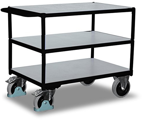 Variofit Schwerer Tischwagen, ESD, 3 Ladeflächen, Ladefläche 1000x600 mm
