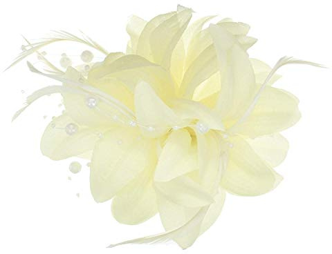5230 Elfenbein-Stoffblume/fascinator, mit Perlen-Brosche & pin.Wedding Rennen