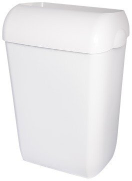 Blanc HYGIENIC Premium BIN Abfallbehälter 45 Liter Weiß | ABS-Kunststoff, Einwurfwölbung, Deckel & Wandhalterung inkl., für Sanitärraum, Büro, Küche & WC