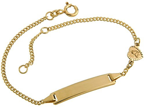 Silberketten Store ID-Armband für Babys/Kinder mit Herz, 333 Gold, inkl. Gravur, Länge 16cm
