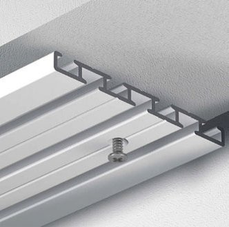 Dekoline 4,00 m Gardinenstange, Aluminium, eckig, weiße glänzende Oberfläche, vorgebohrt 3-Lauf- ungeteilt