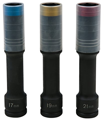 KS Tools 515.0622 SlimPOWER Alu-Felgen Kraft-Stecknuss-Satz, extra lang, 3-tlg., 1/2, 17, 19, 21mm